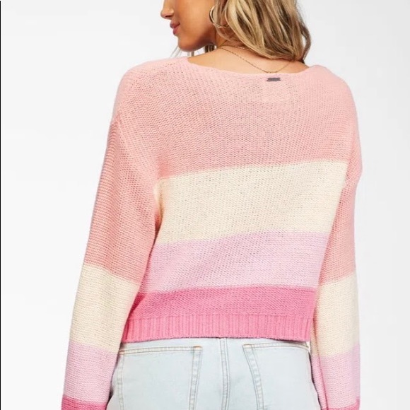 Billabong pink and white stripped sweater - Picture 2 of 3